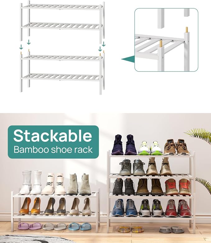 viewcare White Shoe Rack for Entryway, 2 Tier Shoe Organizer for Hallway Closet - Image 6