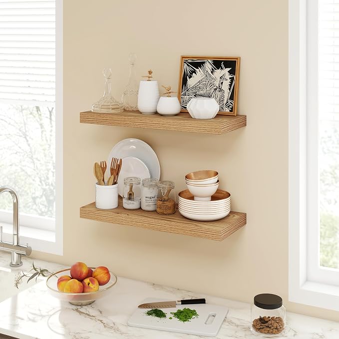 Acovy 24 Inch Floating Shelves, 9.3" Deep Floating Shelf Wall Mounted, Rustic - Image 2
