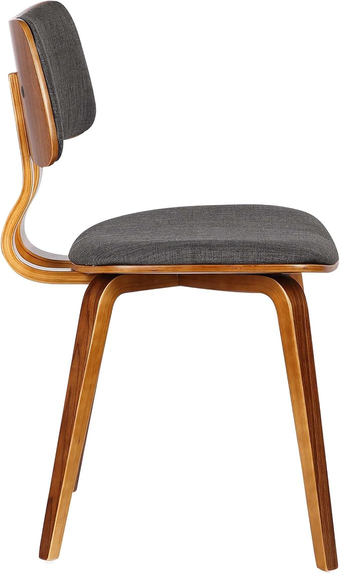 Armen Living Jaguar Mid-Century Dining Chair in Walnut Wood and Charcoal Fabric - Image 4