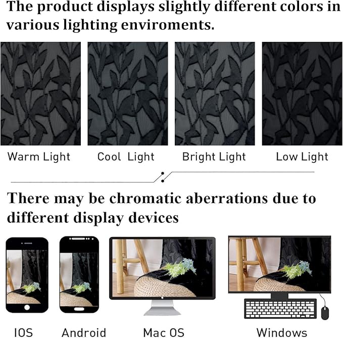 Lecloud Leia Sheer Black Curtains Window Valances - Image 5