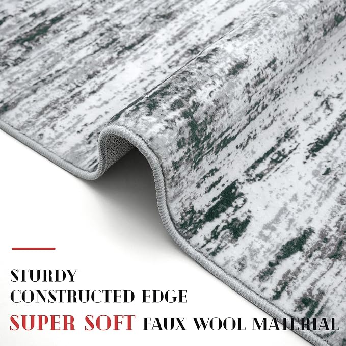 Lansny Modern Abstract 4x6 Living Room Washable Rug Non-Slip Soft Bedroom Area - Image 5