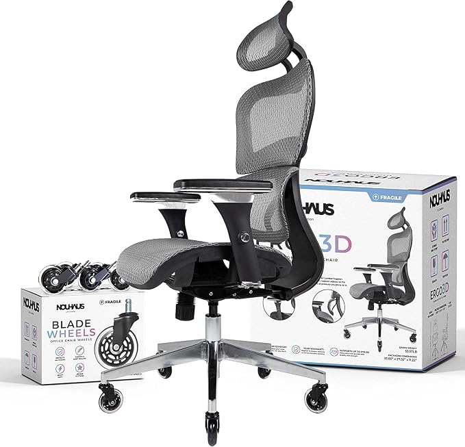 Nouhaus Ergo3D Ergonomic Office Chair Lumbar Support Mesh Office Chair - Image 3