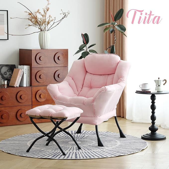 Tiita Lazy Chair with Ottoman, Comfy Leisure Sofa Armchair with Ottoman - Image 6