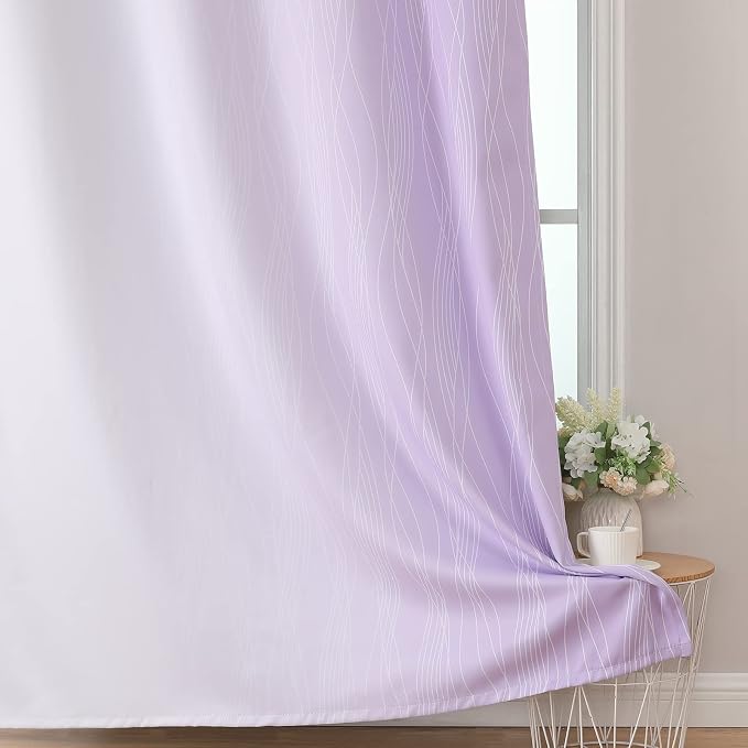 Estelar Textiler Lilac and Greyish White Blackout Curtains 54 Inch Length - Image 6