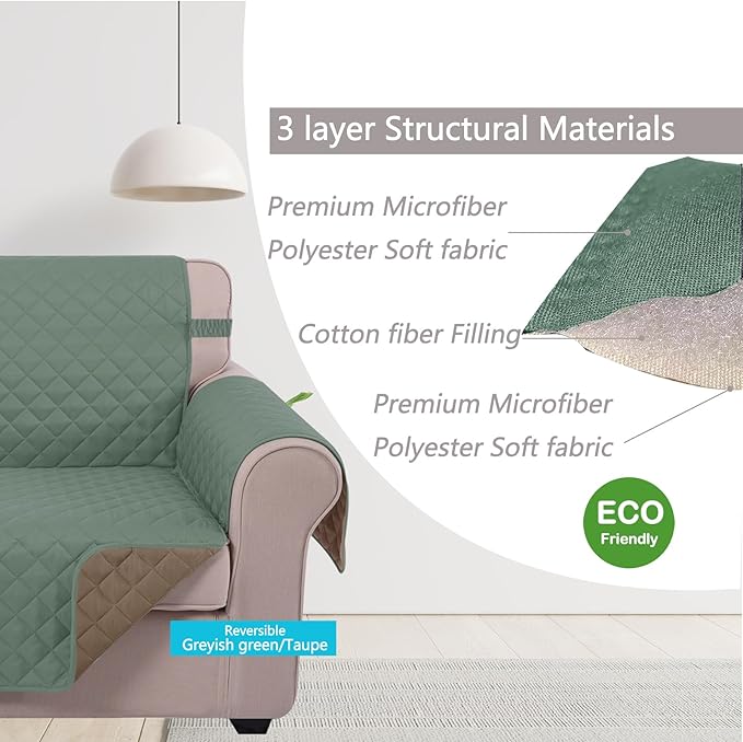 U-NICE HOME Reversible Oversized Chair Covers Quilted Water Repellent Pet - Image 5