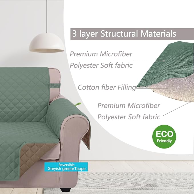 U-NICE HOME Recliner Chair Covers Reversible Quilted Water Repellent Pet - Image 5