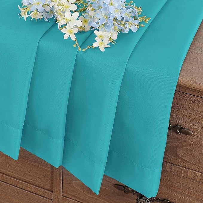 Turquoise Sheer Curtains Tier 30 Inches Length 2 Panels, Light Filtering - Image 6