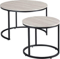 HOMCOM Round Nesting Tables Set of 2, Stacking Coffee Table Set by HOMCOM