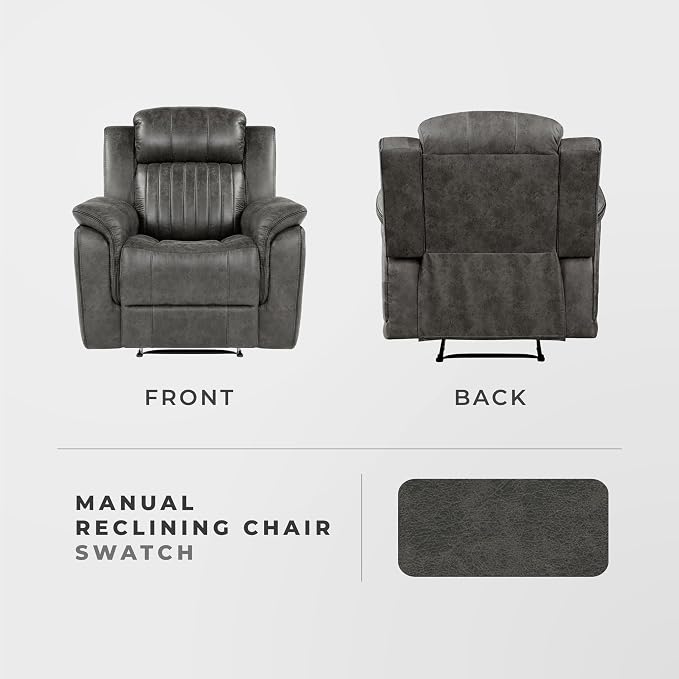 Lexicon Recliner Chair, Home Theater Seating, Manual Polished Microfiber - Image 5