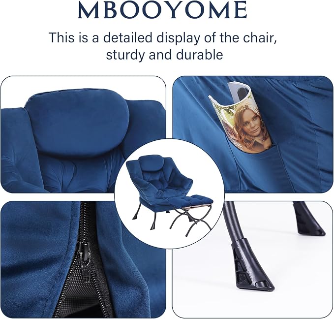 MBOOYOME Lazy Chair with Folding Ottoman, Modern Accent Armchair with Armrests - Image 4