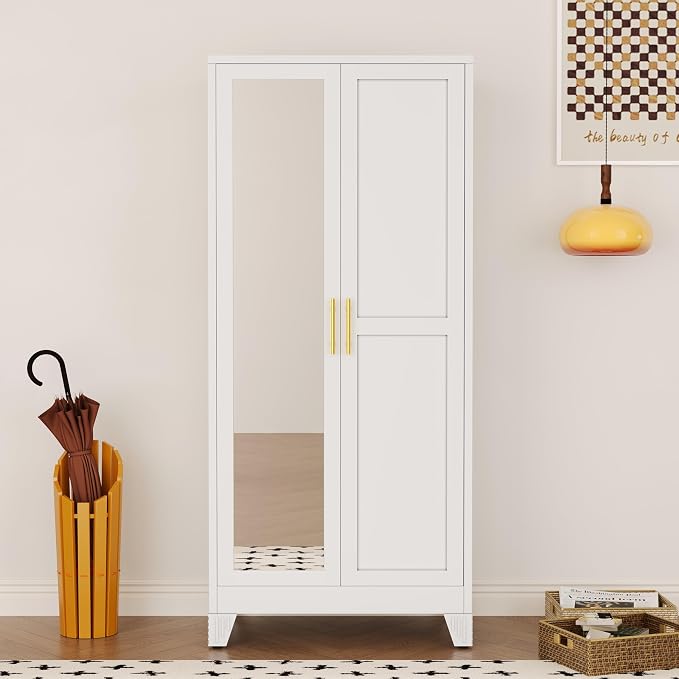 71" Metal Armoire Wardrobe Closet, Steel Clothing Storage Cabinet - Image 5