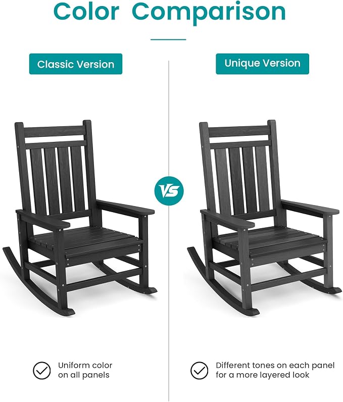 SERWALL Outdoor Rocking Chair Set of 2, HDPE Rocking Chair - Image 9