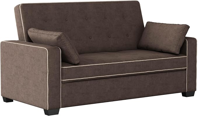 Serta Ainsley Loveseat with Pull Out Sleeper Microfiber Java Full by SertaDreamConvertibles