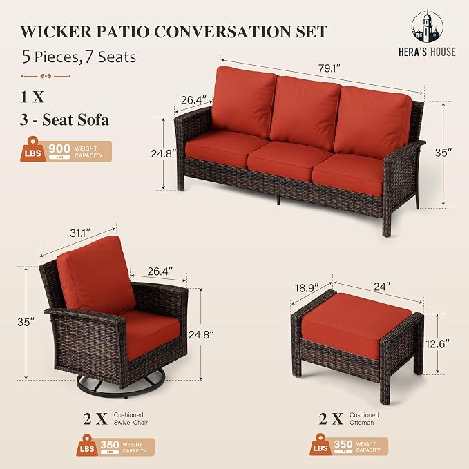 HERA'S HOUSE High Back Swivel Patio Furniture Set - Image 6