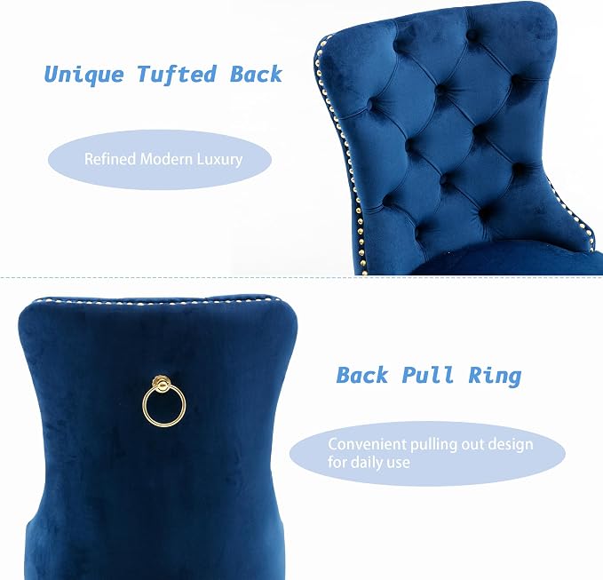 KCC Velvet Dining Chairs Set of 2, Upholstered High-end Tufted Dining Chair - Image 5