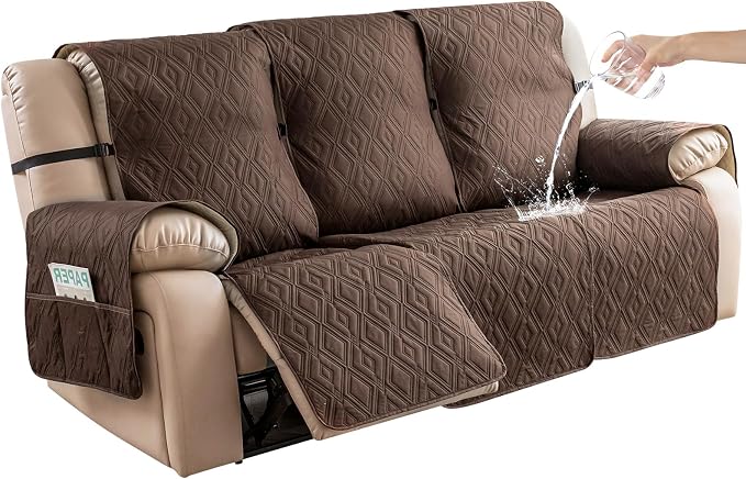 Genina Waterproof Reclining Couch Cover 3 Seat, Recliner Sofa Covers Non-Slip by Genina