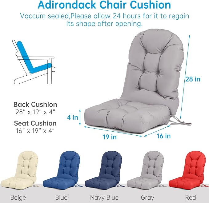 Adirondack Chair Cushion Tufted Waterproof Outdoor Rocking Chair Cushions - Image 5