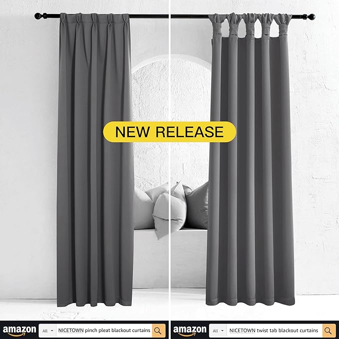 NICETOWN Grey Blackout Curtains 108 inches Long - Image 6
