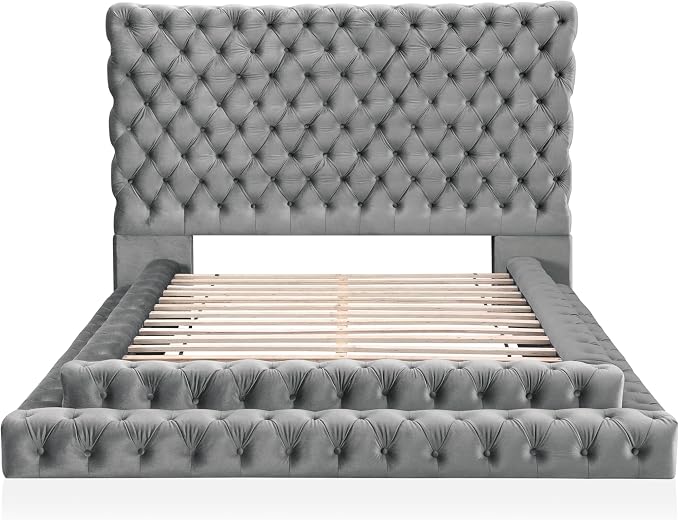 Furniture of America Sable Fabric Upholstered Step Up Queen-Size Platform Bed - Image 8