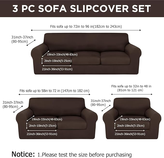 HunnmingRe Sofa Covers for 3 Cushion Couch Stretch Sofa and Loveseat Covers Set - Image 2