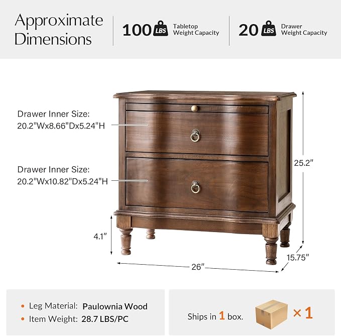 HULALA HOME Solid Wood Storage End Tables - Image 2