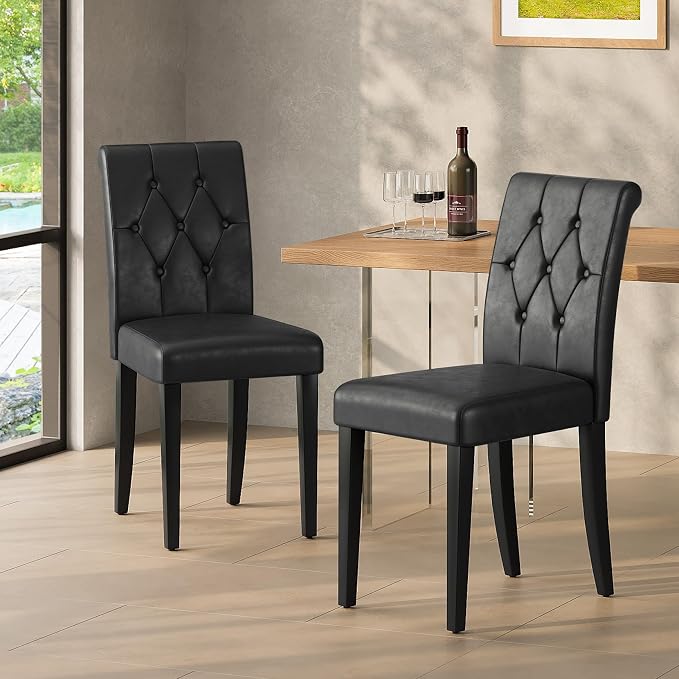 Welzona Upholstered Dining Chairs Set of 6, Button Tufted Parsons Dining Chair - Image 4