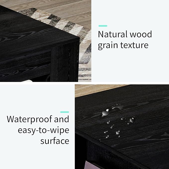 35" Wood Coffee Table for Living Room, Sides Storage - Image 3