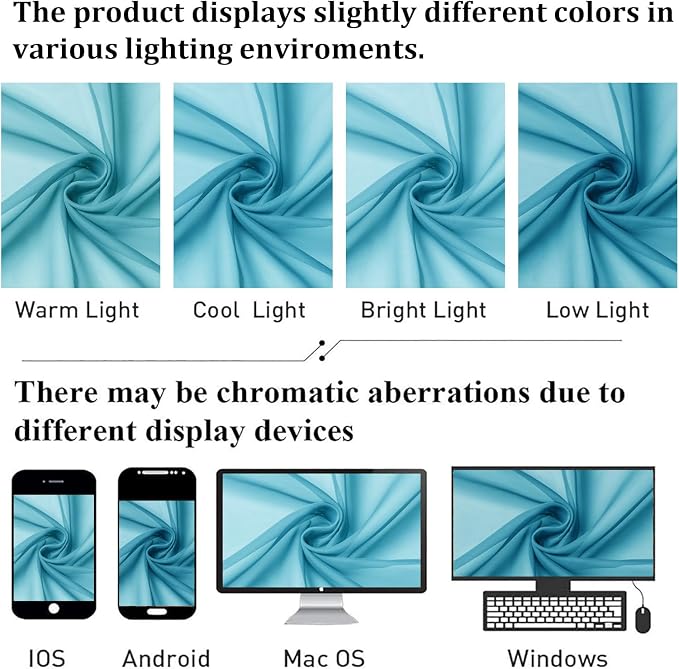 Lecloud Turquoise Sheer Curtains 63 Inch Length 2 Panels, Light Filtering Voile - Image 6