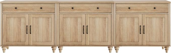WAMAPT Oak Buffet Cabinet with 6 Doors and 3 Drawers, Large Coffee Bar Table - Image 9