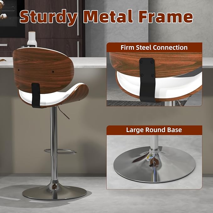 civama Bar Stools Set of 4 for Kitchen Counter, Adjustable Bar Height Chairs - Image 6