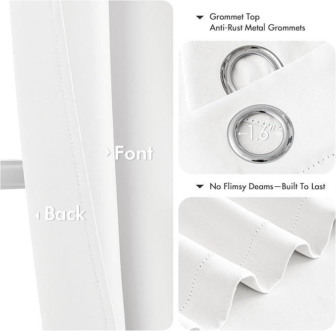 MIULEE Pure White Curtains for Bedroom Living Room 96 Inches Long 2 Panels - Image 4