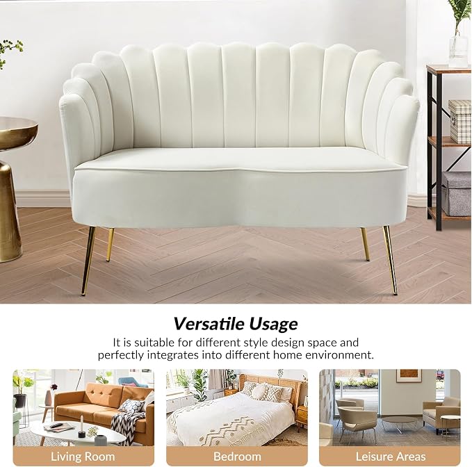 HULALA HOME Modern Velvet Loveseat Sofa - Image 6