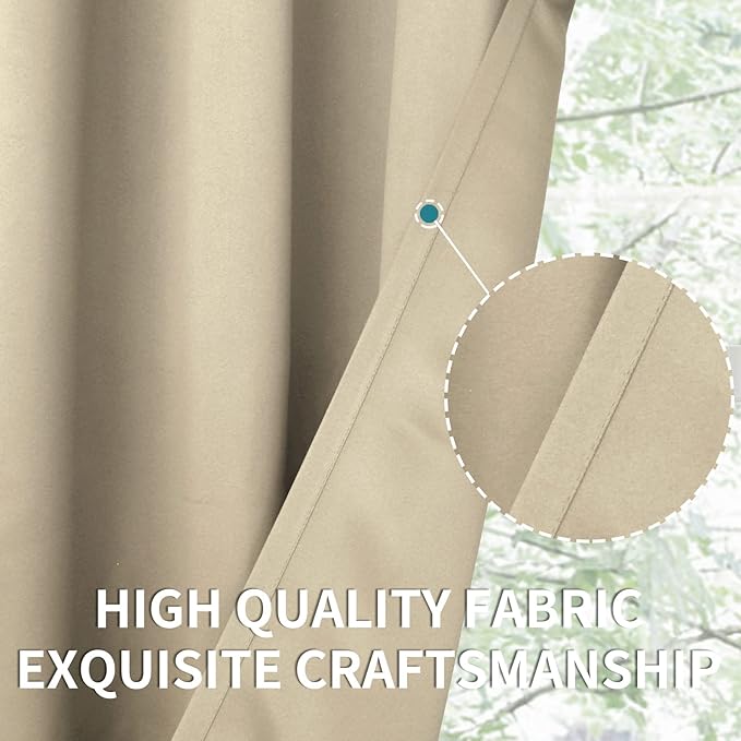 BGment Beige Short Curtains for Kitchen Window, Room Darkening Curtains 45 Inch - Image 7