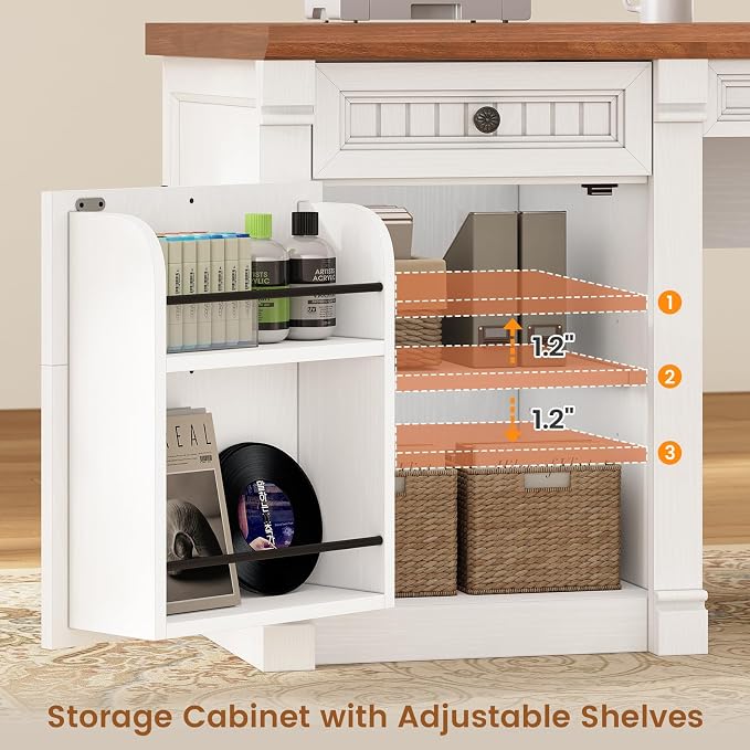 SEDETA L Shaped Desk with 4 Drawers, Corner Computer Desk with Power Strip - Image 6