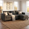 SUNLEI Small L-Shaped Sectional Couch, Modern Grey Couch by SUNLEI