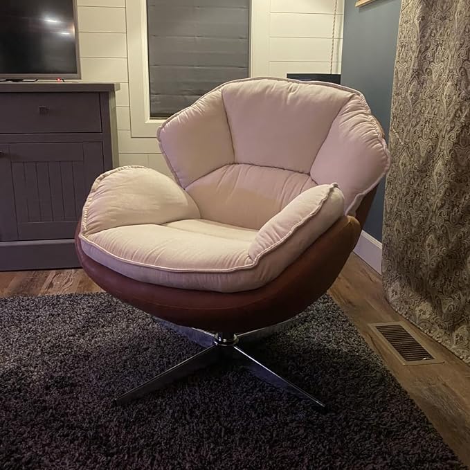 BESTANO Swivel Accent Chair, Chenille Upholstered Modern Living Room Chair - Image 9