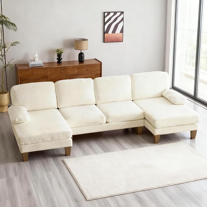 Karl home 111" Sectional Sofa U-Shaped 4-Seat Couch by Karlhome