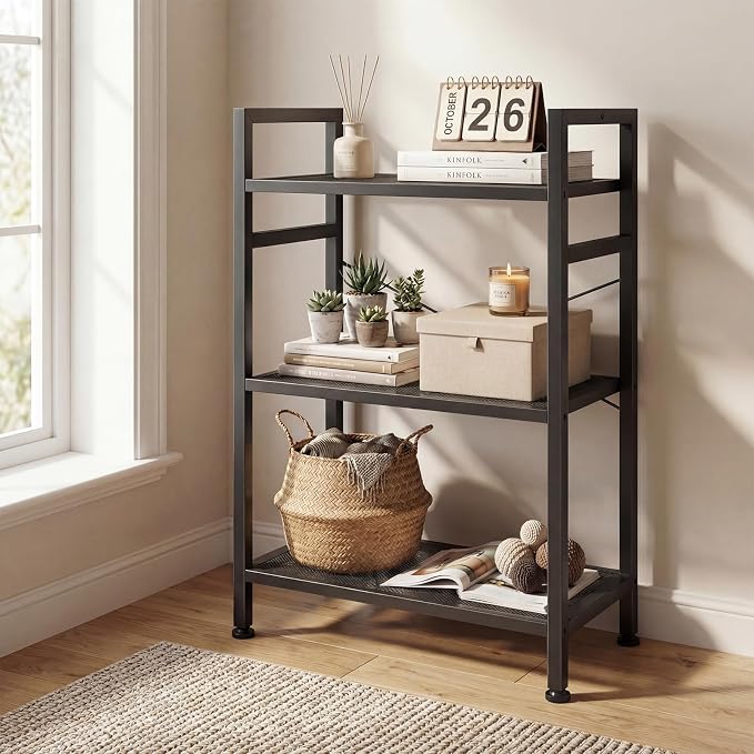 DUMOS 3 Tiers Open Bookshelf, Classic Freestanding Tall Display Shelf, Sturdy - Image 2
