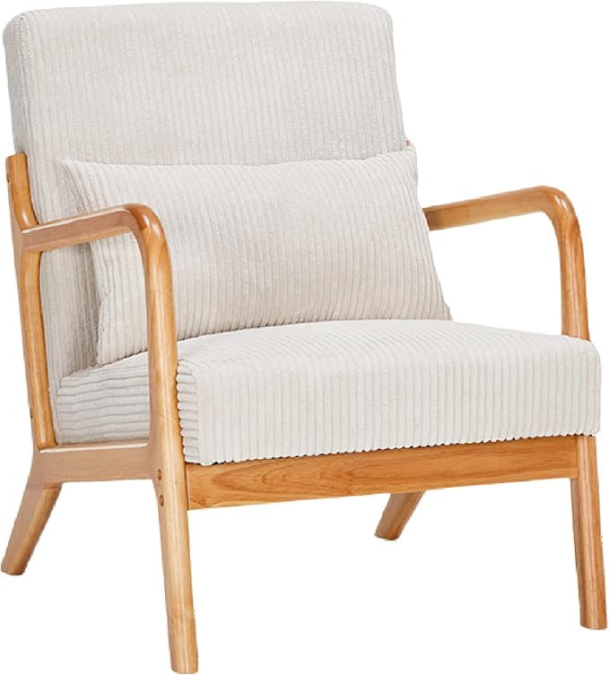 Mid Century Modern Accent Chair, Upholstered Corduroy Armchair - Image 4