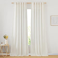 NICETOWN Linen Curtains 90 inches Long, Rod Pocket & Back Tab Semi Sheer Flax by NICETOWN
