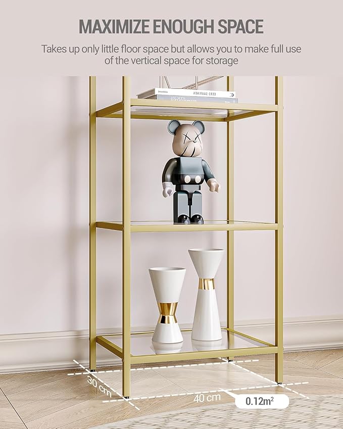 Hzuaneri Bookcase Bookshelf, Tempered Glass Bookshelves, Slim Shelving Unit - Image 5