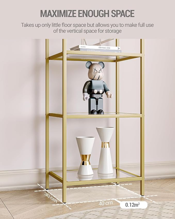 Hzuaneri Bookcase Bookshelf, Tempered Glass Bookshelves, Slim Shelving Unit - Image 7