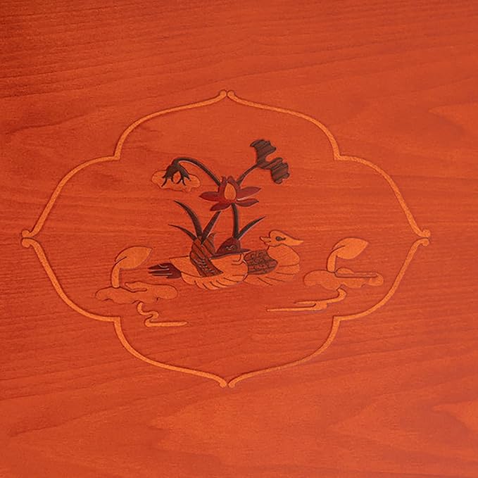 Folding Table Low Wooden Dining Table, Hand-Painted Korean Tatami Tea Room Table - Image 5