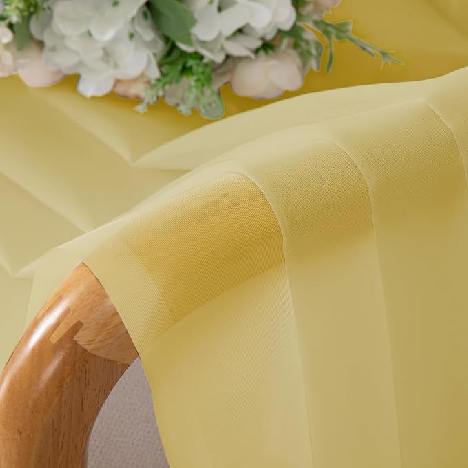 Chyhomenyc Mustard Yellow Sheer Curtains 54 Inches Long, Light Filtering Window - Image 2