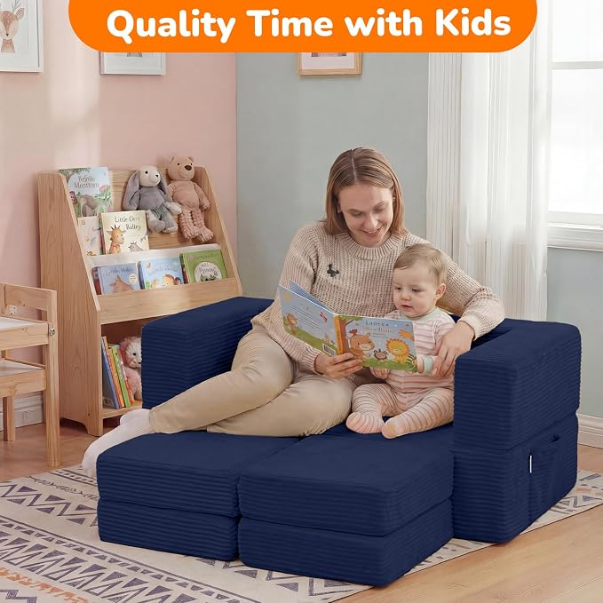 MeMoreCool Modular Kids Couch, Corduroy Play Toddler Couch - Image 6