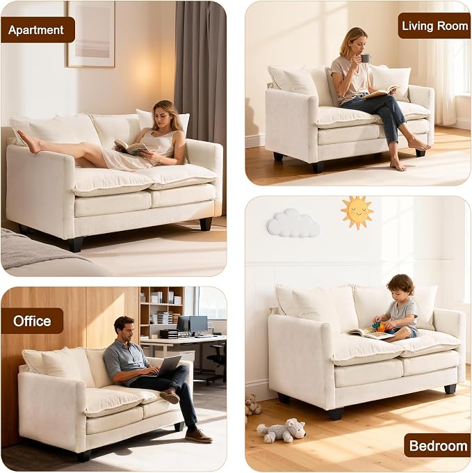 Loveseat Sofa Cloud Sofa Couch 50'', Modern Loveseats 2 Seat Couch 27" Deep Seat - Image 9