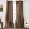 Caramel Brown Linen Curtains 96 Inches Long by Nanspring