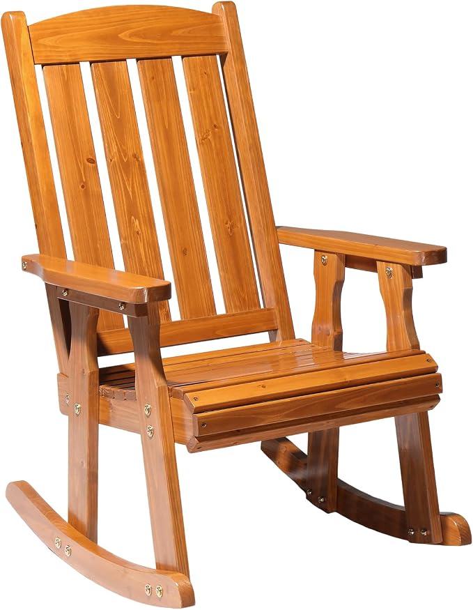 VINGLI Outdoor Rocking Chair, Heavy Duty 600 LBS Wooden Rocking Bench by VINGLI