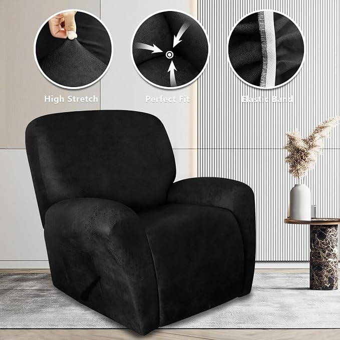 ANARACHON Leather Look Recliner Chair Covers Stay in Place 4-Piece Recliner - Image 5