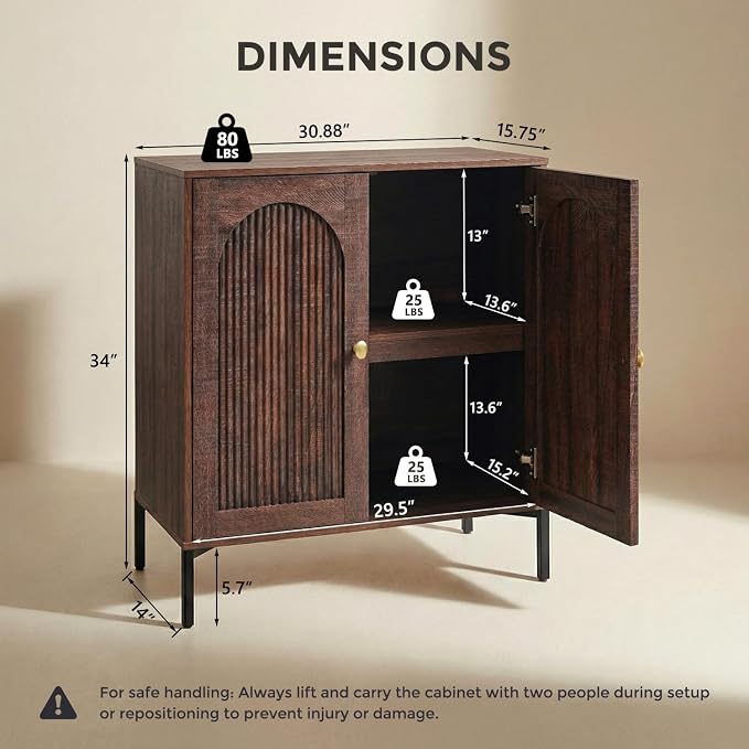 IFBUY Modern Sideboard Buffet Cabinet, Wooden Modular Coffee Bar Cabinets - Image 2